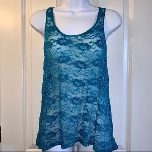 Sheer flowered tank.
